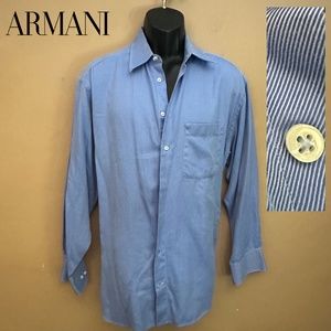 Giorgio Armani Striped Blue Dress Shirt